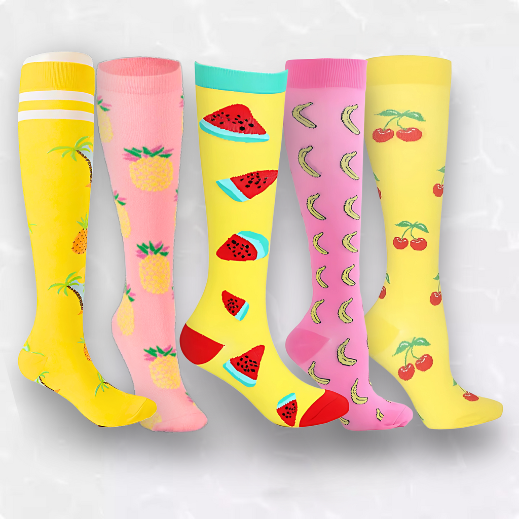 Fruit patterned LegEase compression socks for comfort and style