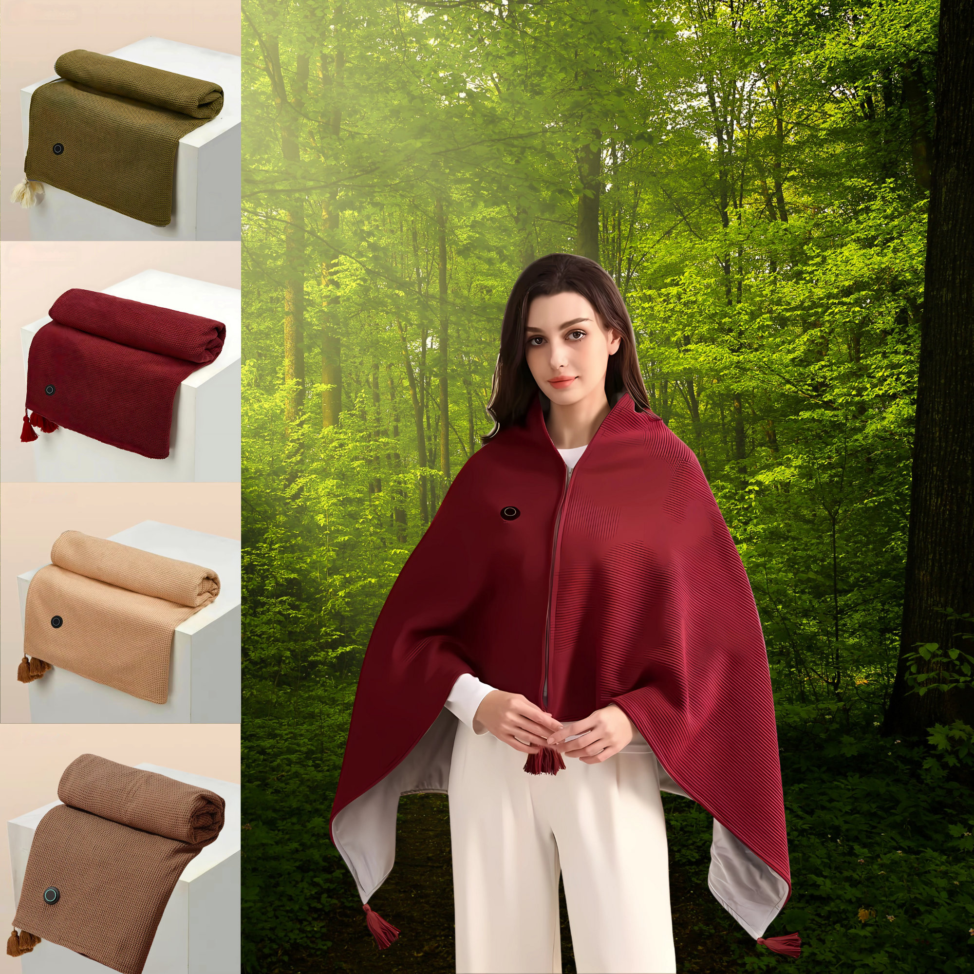 Cordless USB heated shawl for shoulder and neck warmth