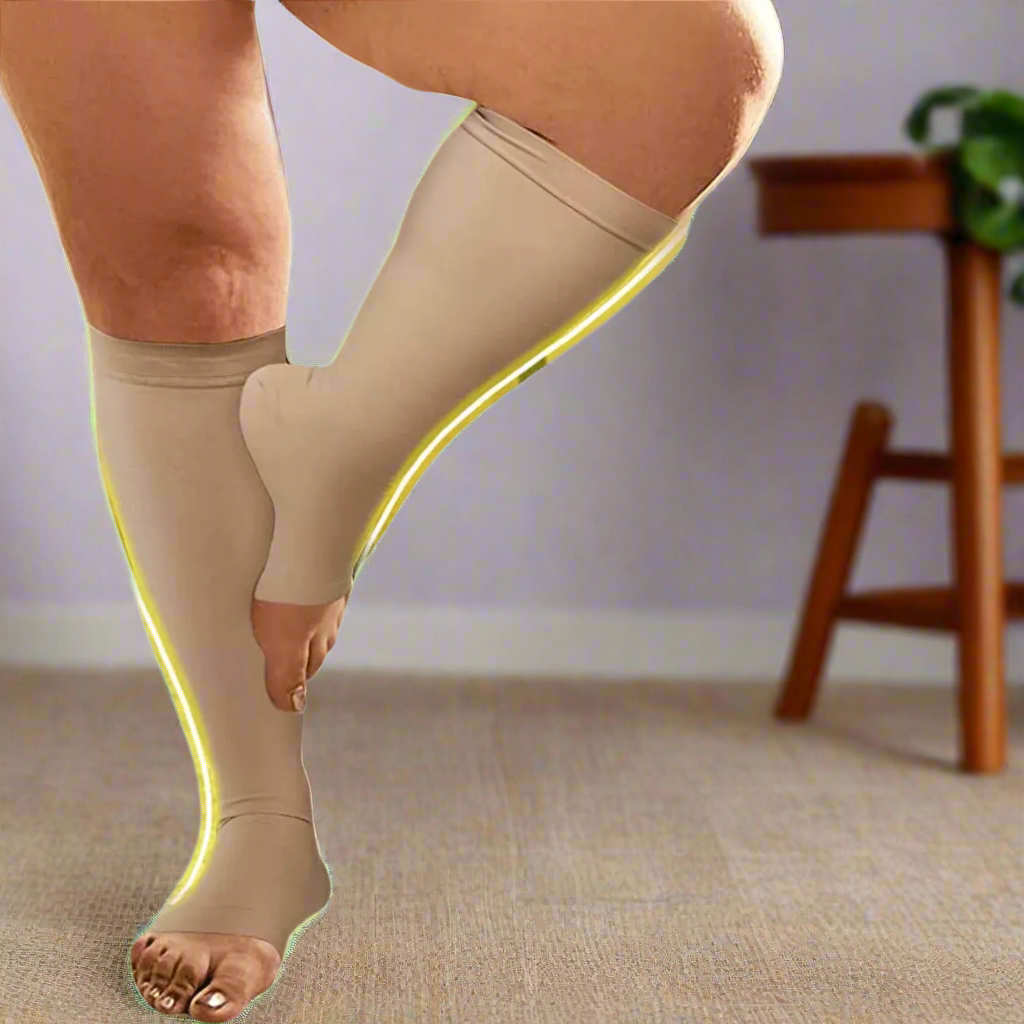 Plus sized Open Toe Compression Socks