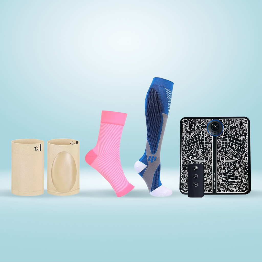 Ultimate foot pain relief pack with massaging tools