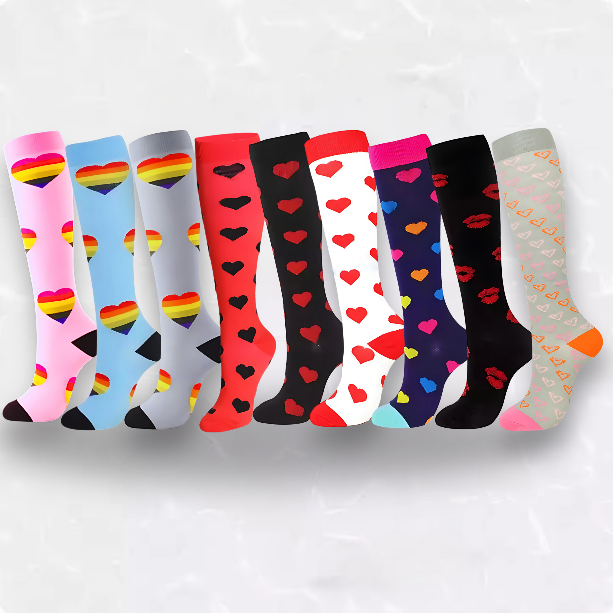 Heart Patterned LegEase Compression Socks