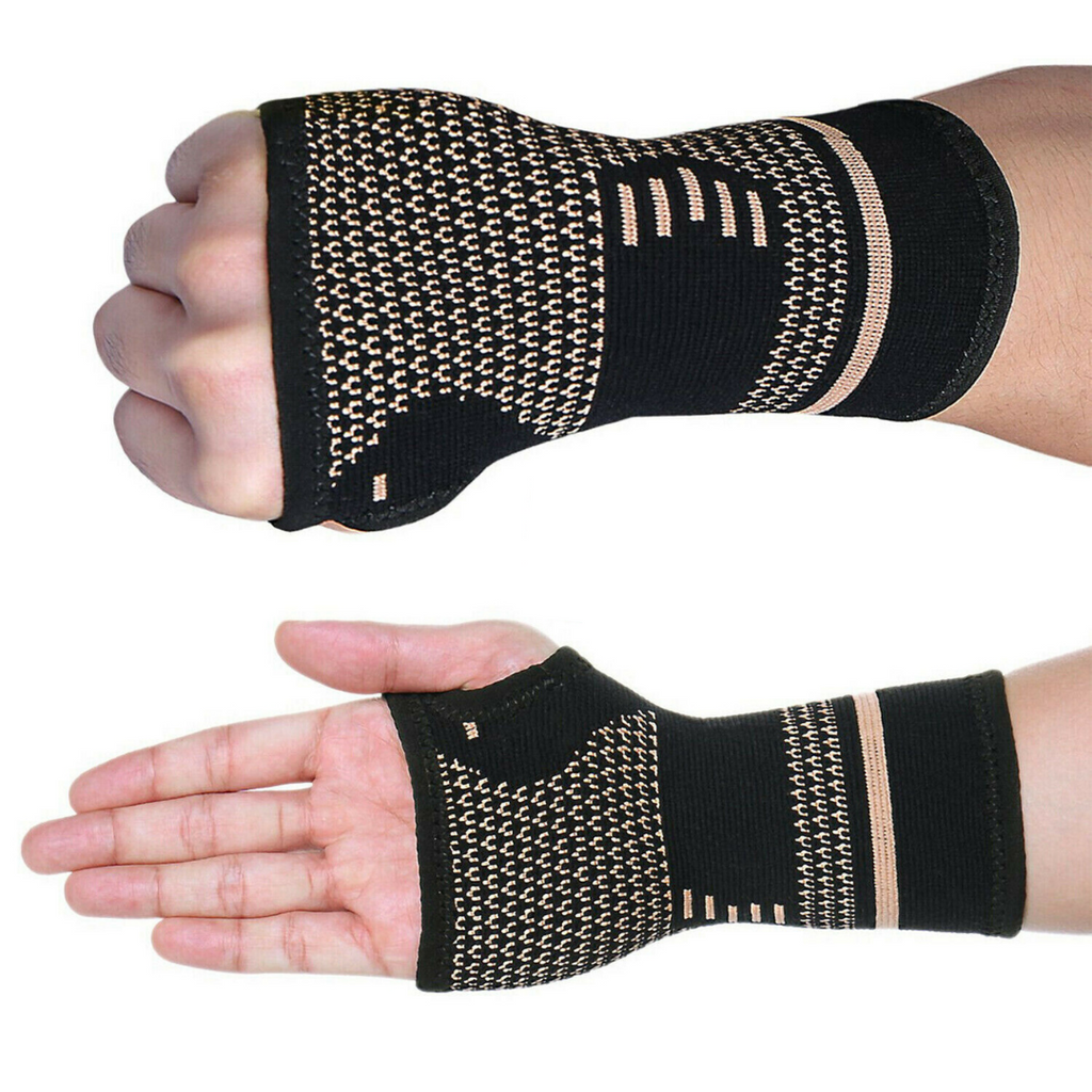 Copper wrist + hand compression brace for support and pain relief