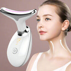 LED light therapy face and neck massager for skin rejuvenation