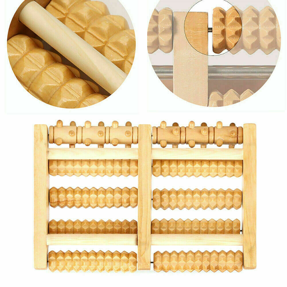 Wooden 5-Roller Reflexology Foot Massager