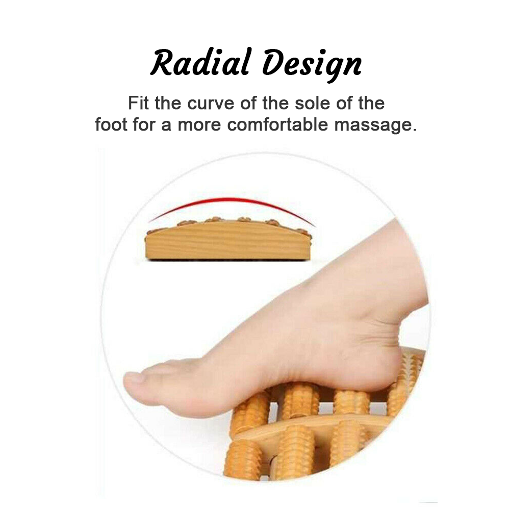 Wooden 5-Roller Reflexology Foot Massager
