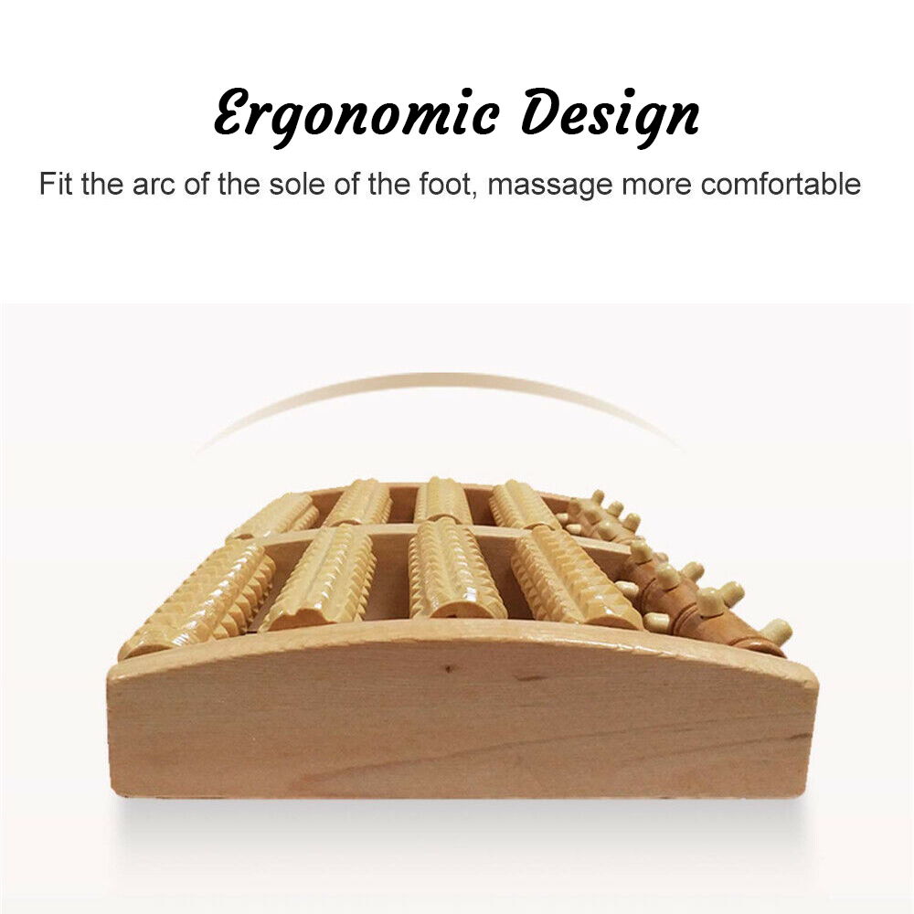 Wooden 5-Roller Reflexology Foot Massager