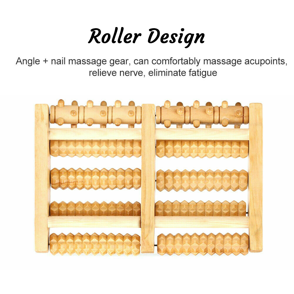 Wooden 5-Roller Reflexology Foot Massager