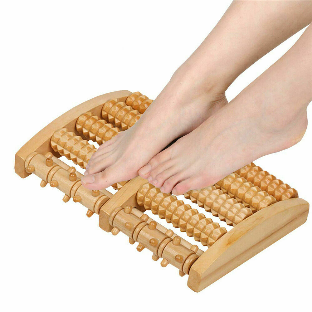Wooden 5-Roller Reflexology Foot Massager