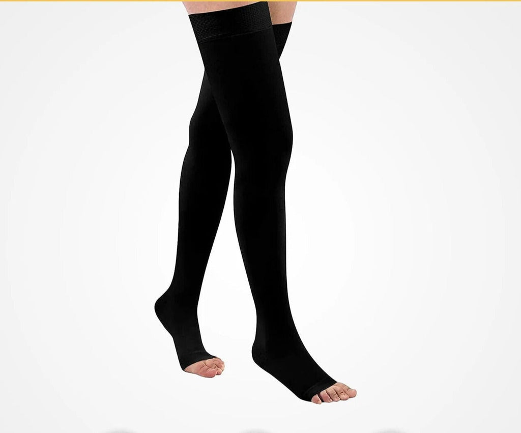Micro thigh high compression stockings for leg circulation
