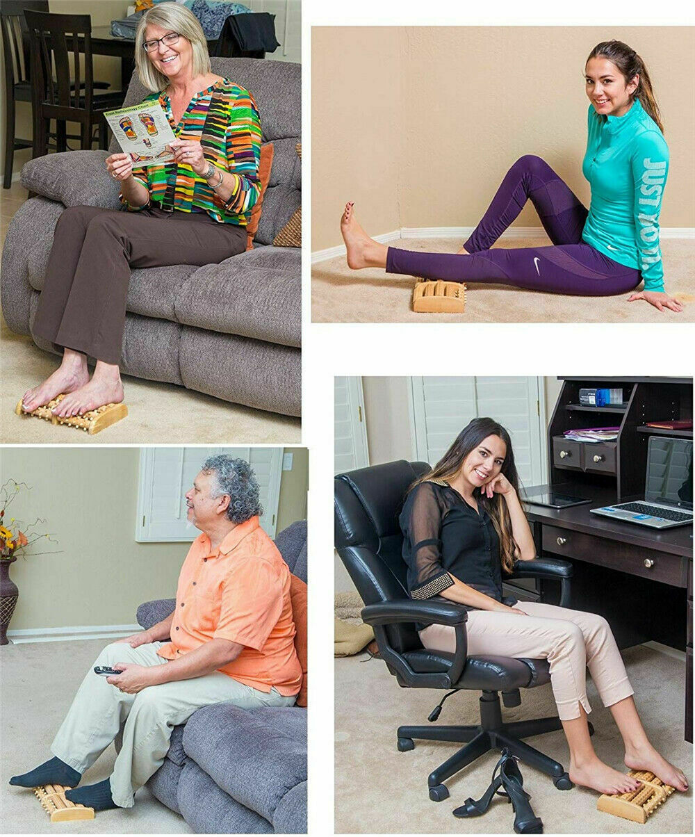 Wooden 5-Roller Reflexology Foot Massager