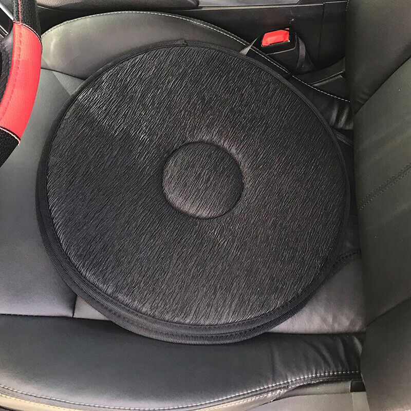 Swivelling car seat cushion for lumbar support