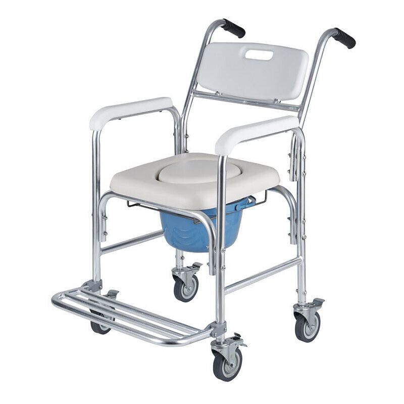 Mobile shower toilet commode chair for bathroom accessibility