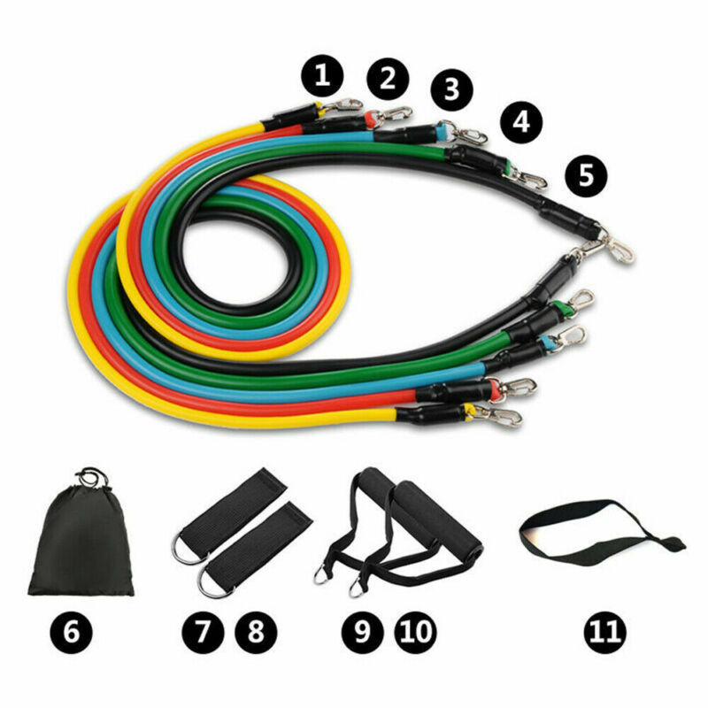 11 Piece Fitness Resistance Bands Exercise Set