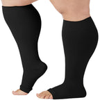 Plus sized open toe compression socks for circulation and comfort