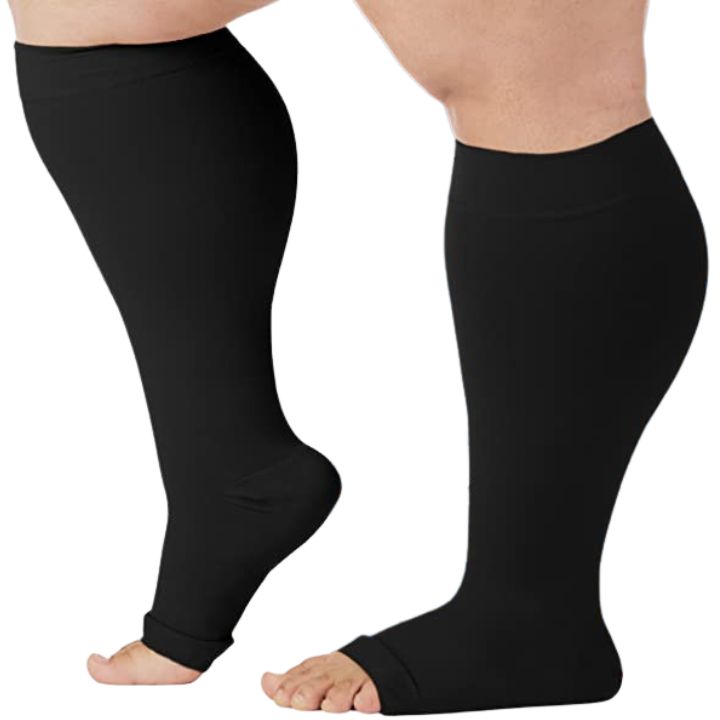 Plus sized Open Toe Compression Socks